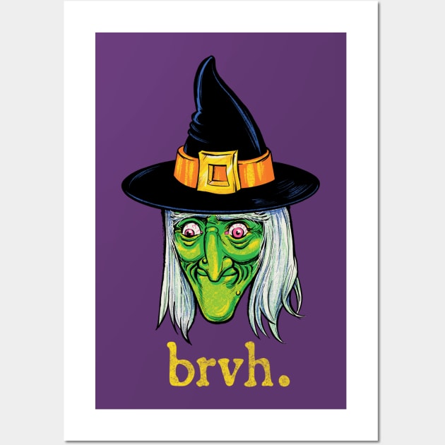 Retro Vintage Halloween Witch Having a Bruh Moment Wall Art by CTKR Studio